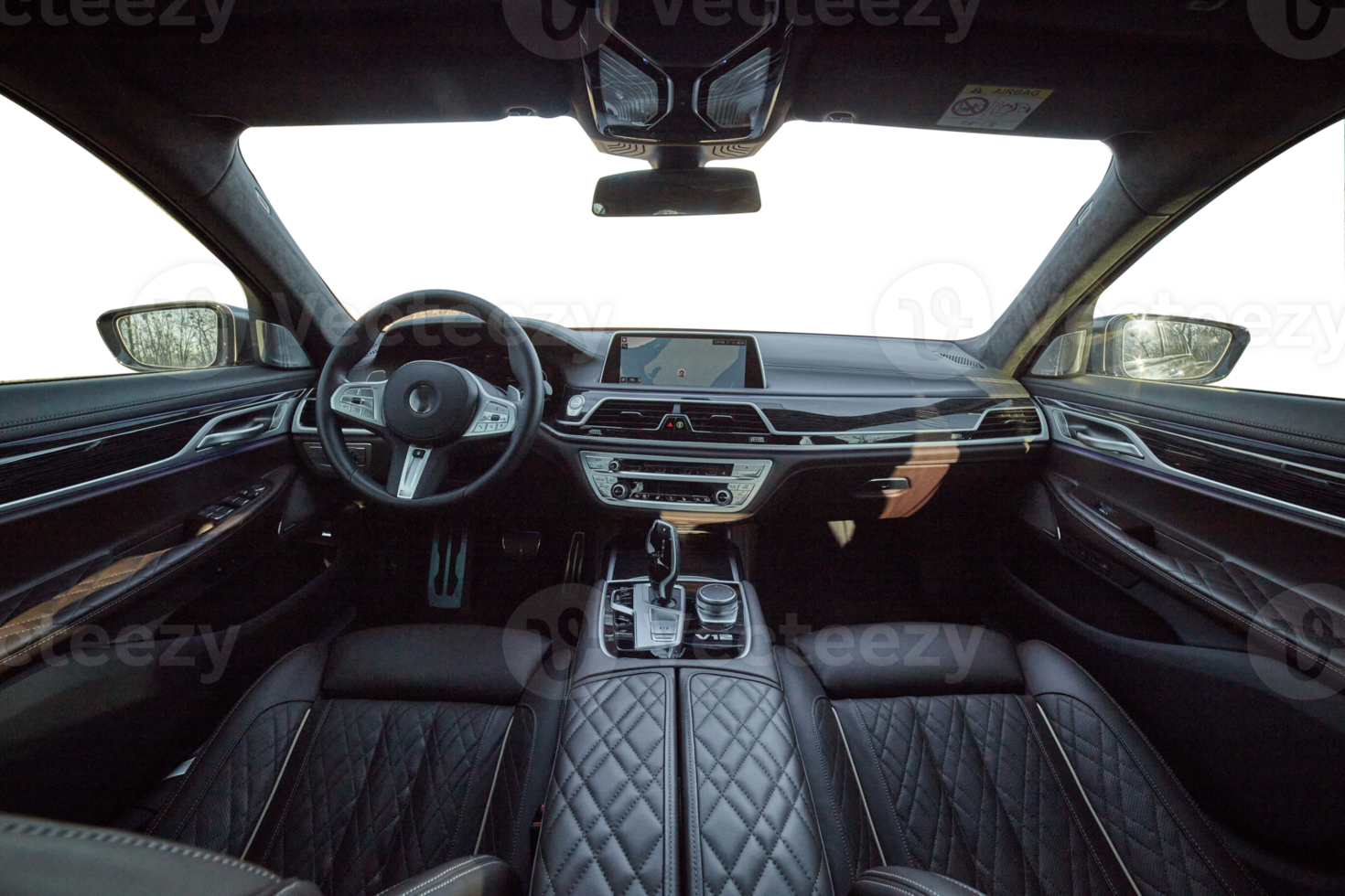 dentro moden carro fundo, luxo carro interior elementos papel de parede. Preto couro carro interior png