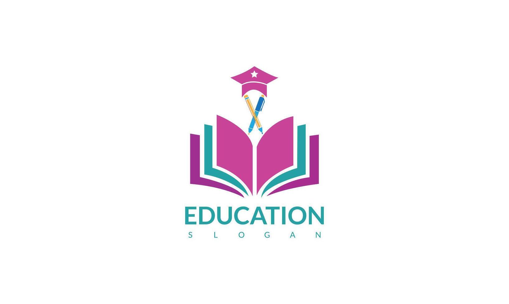 Modern design of book and gown education logo with modern frame vector