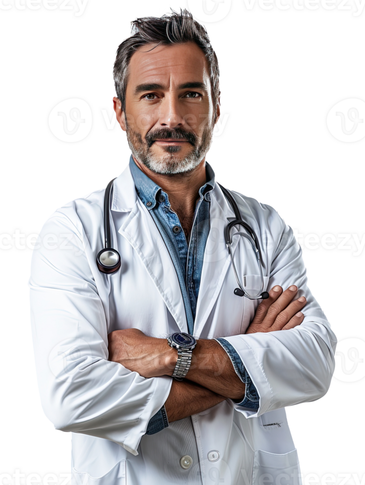 ai gerado confiante masculino médico retrato. retrato do uma sorridente doutor. médico e cuidados de saúde conceito. png
