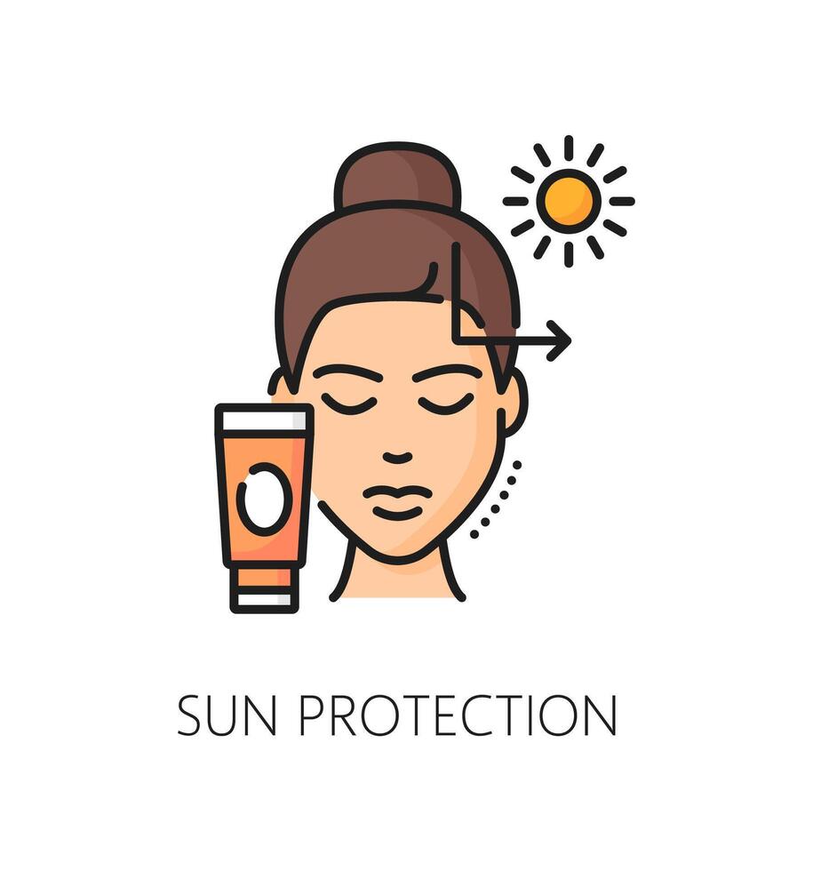 Skin sun protection cosmetology linear color icon vector