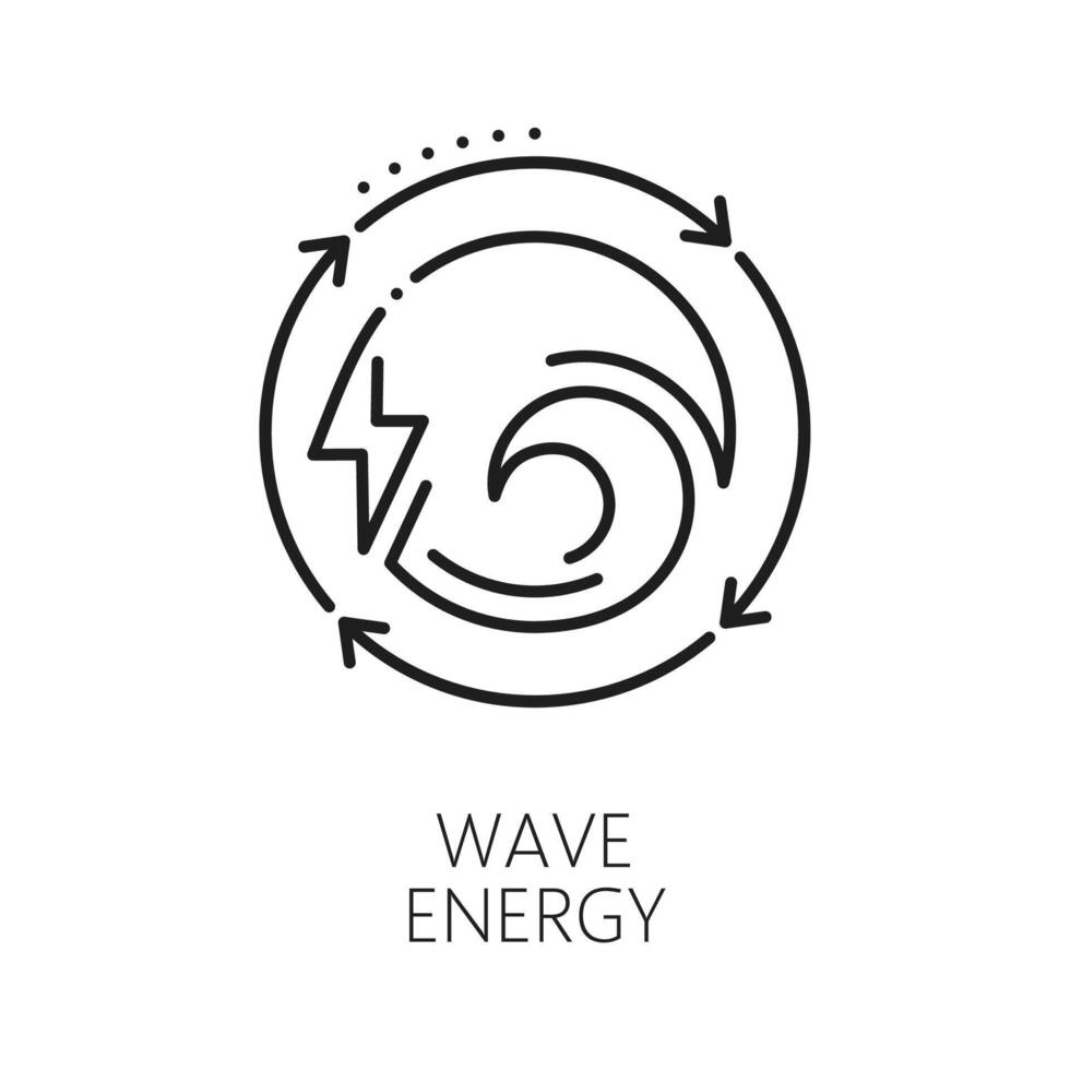 Green power, clean tidal wave energy line icon vector