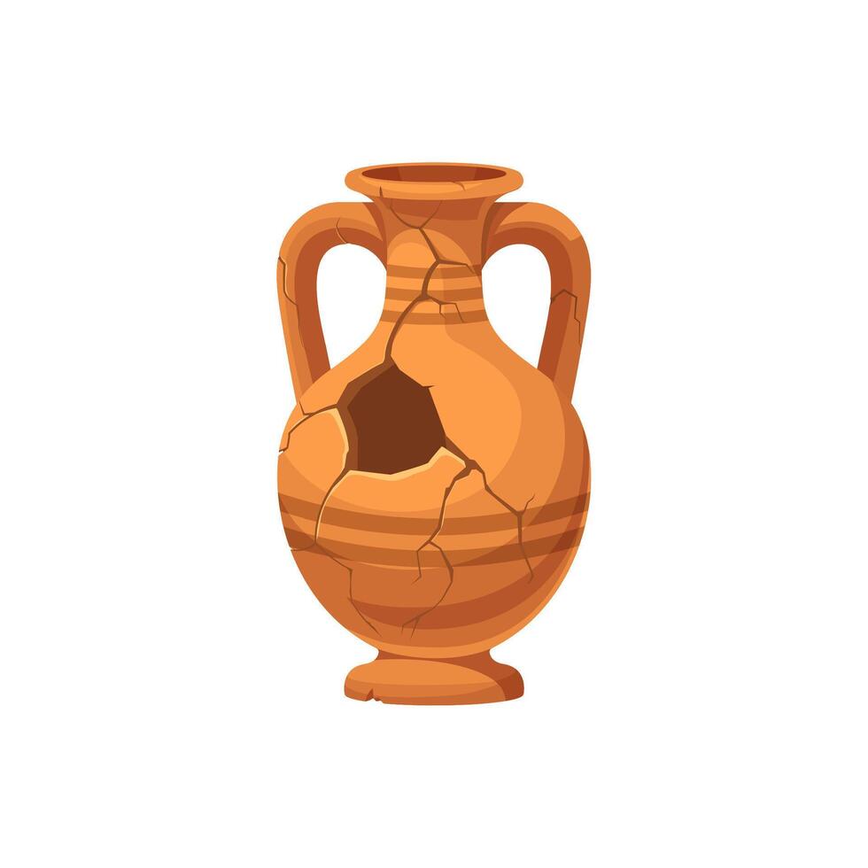 antiguo roto florero y cerámica, romano ánfora vector