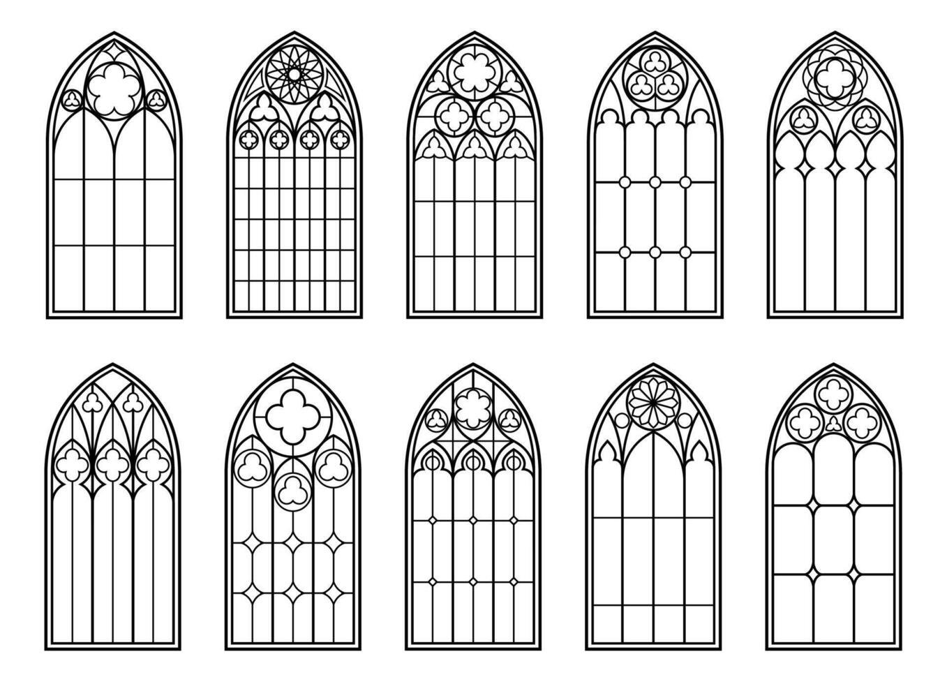 medieval ventanas de gótico castillo o Iglesia vaso vector