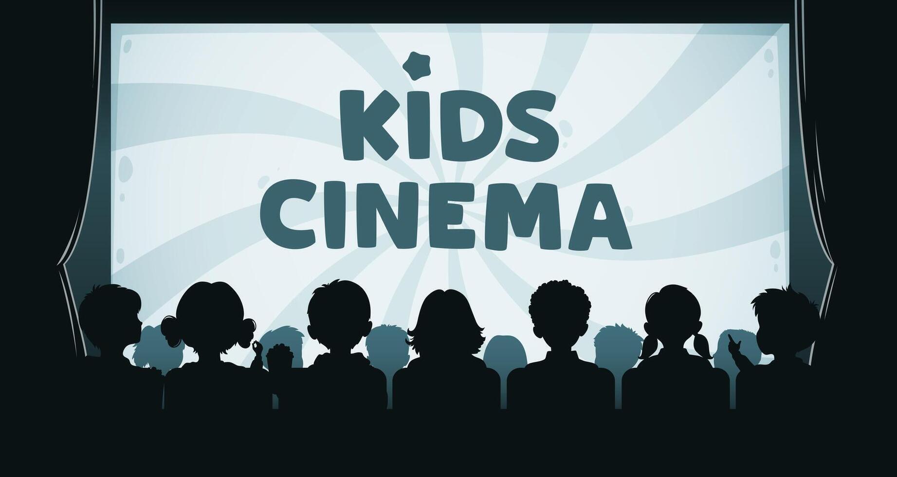 niños cine, niños película teatro silueta vector