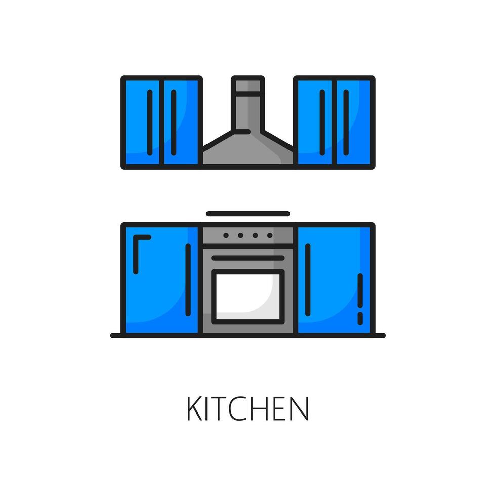 casa, Departamento cocina, real inmuebles línea icono vector