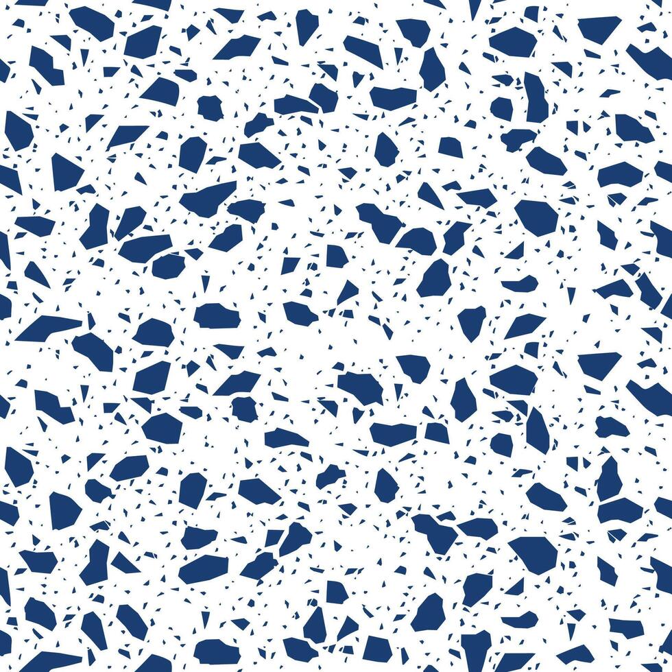 Blue terrazo mosaic tile pattern, stone background vector