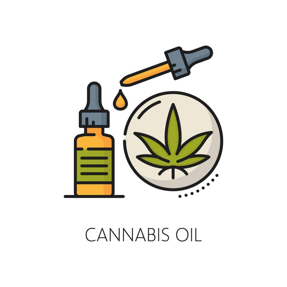 Medical cannabis color line icon bottle and drop vector