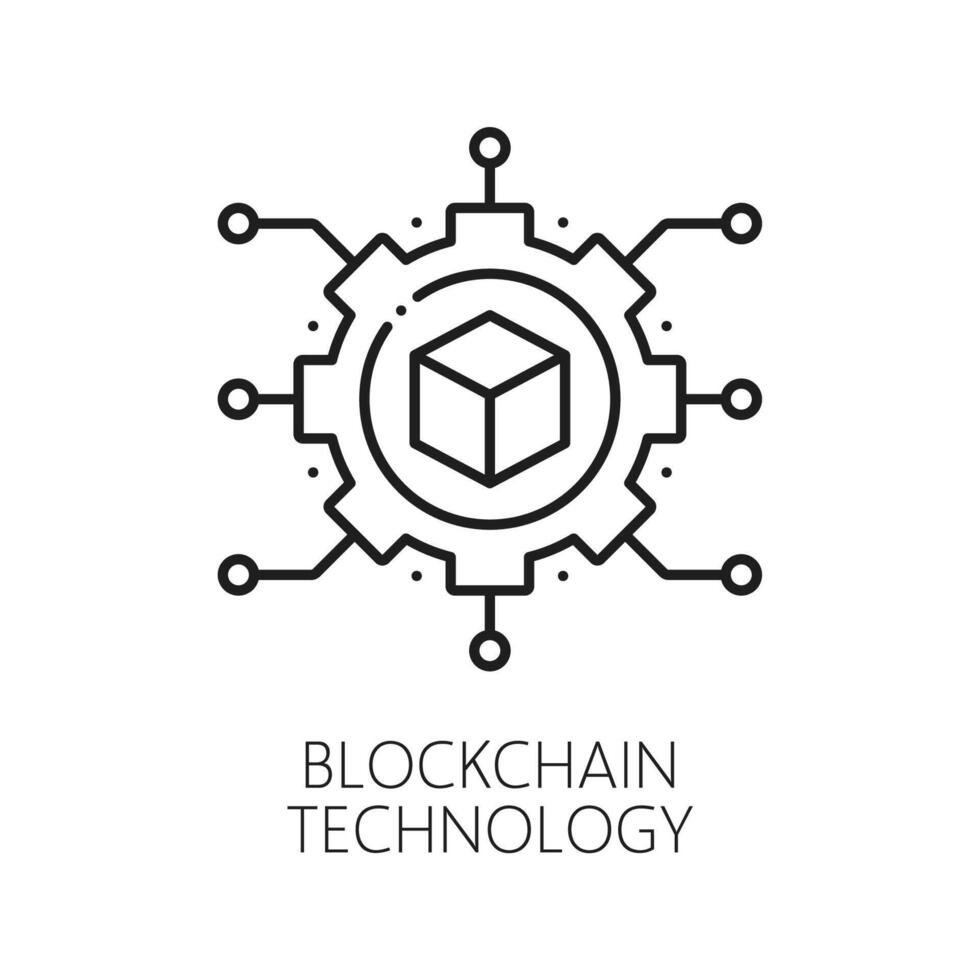 Blockchain cryptocurrency technology line icon vector