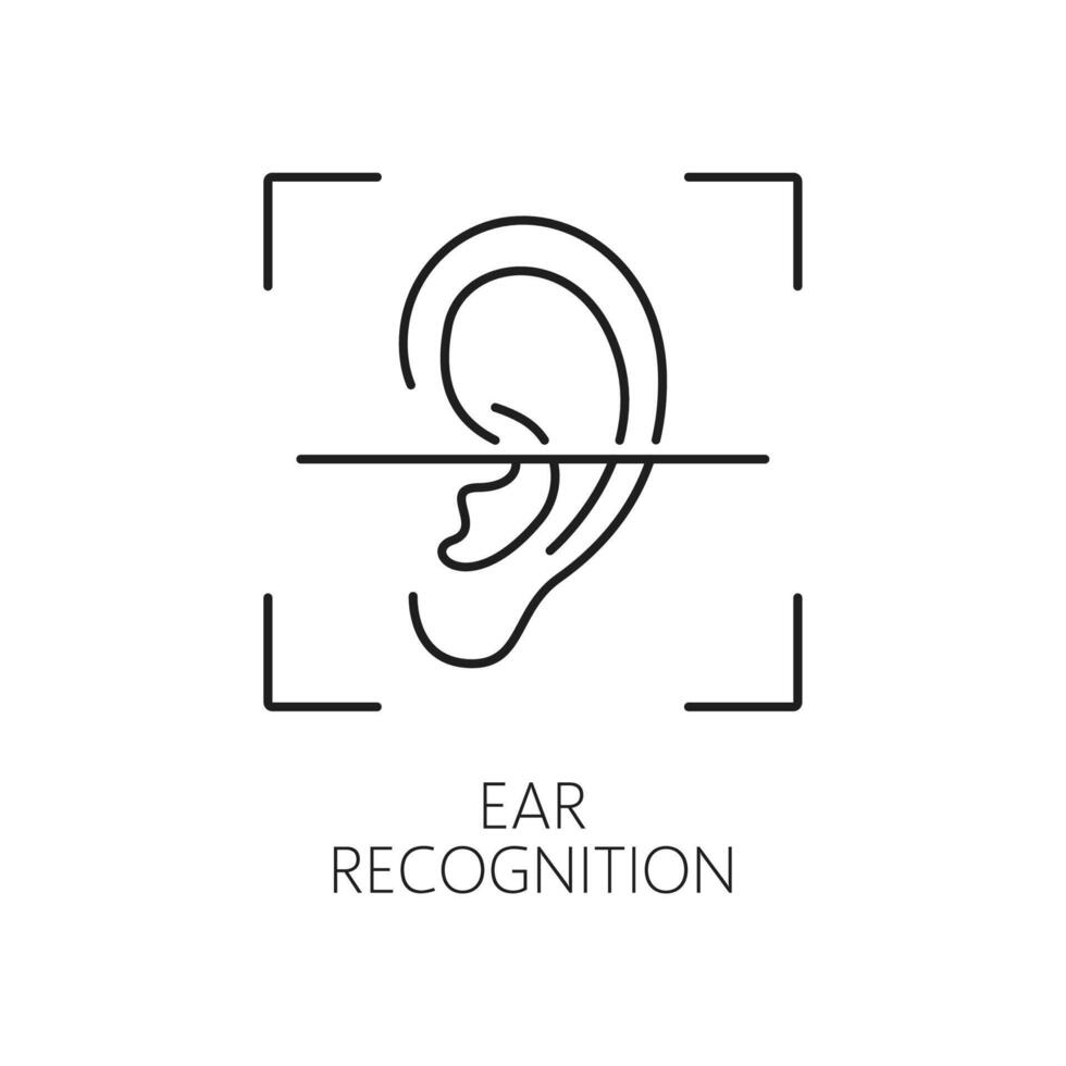 Ear shape biometric verification thin line icon vector