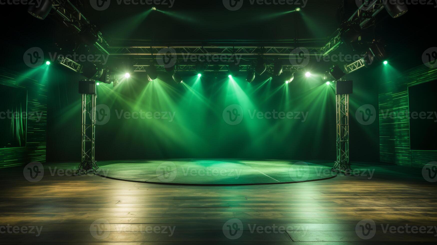 AI generated Modern dance stage lighting performance show spotlight blue green color entertainment photo