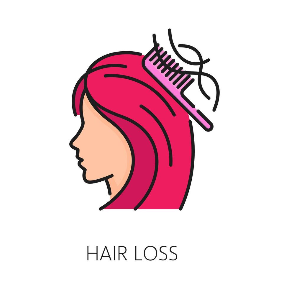 Hair loss treatment and care line color icon vector