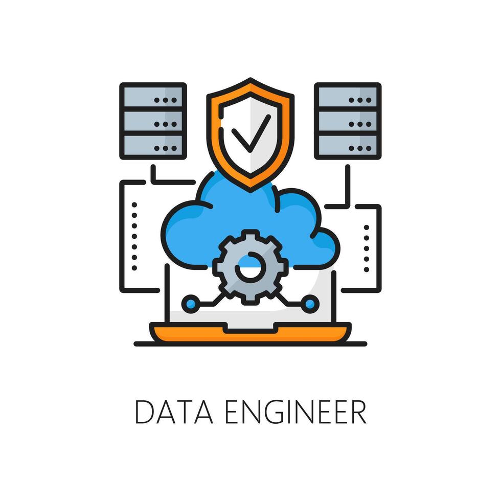 datos ingeniero, web desarrollo trabajo contorno icono vector