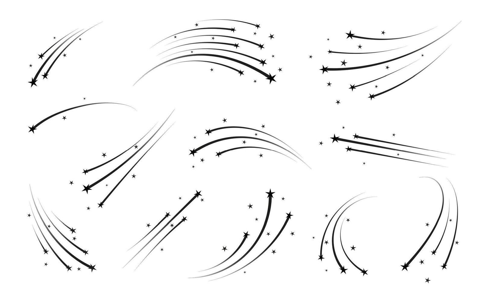 Shooting space stars trails or Christmas starburst vector