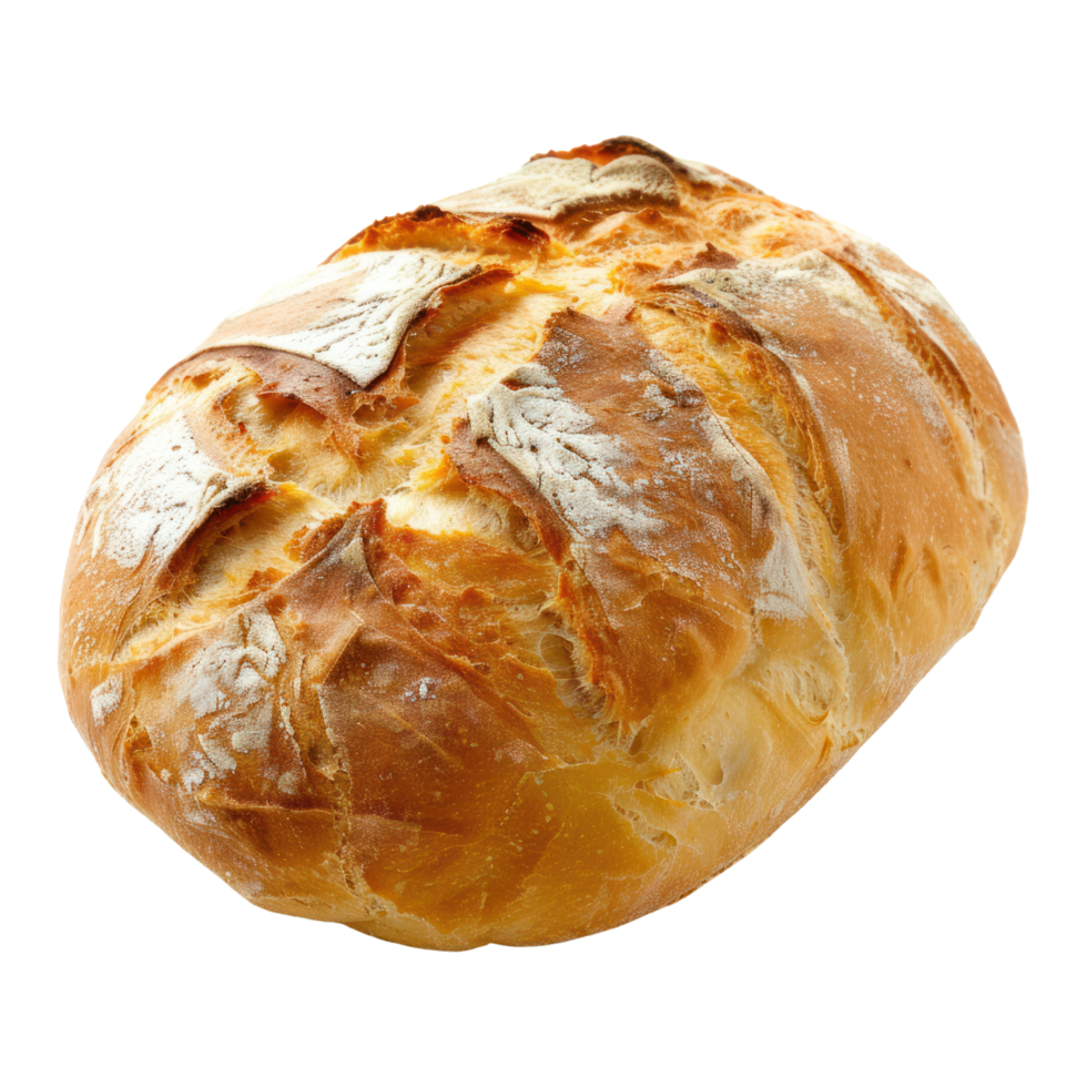 AI generated Golden Crusted Bread Loaf on Transparent Background. Freshly Baked Bread Bun Clip Art png
