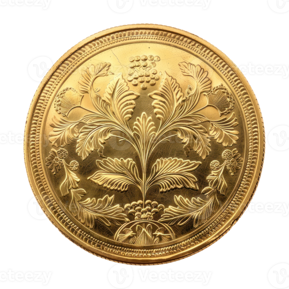 AI generated gold coin isolated on transparent background. png