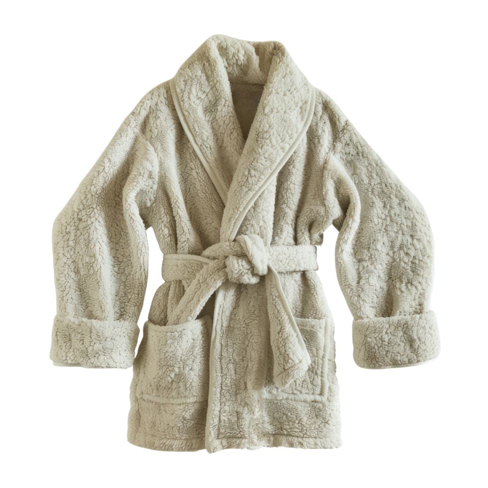 AI generated A fluffy white bathrobe isolated on transparent background. Hotel Quality Bathrobe cutout PNG