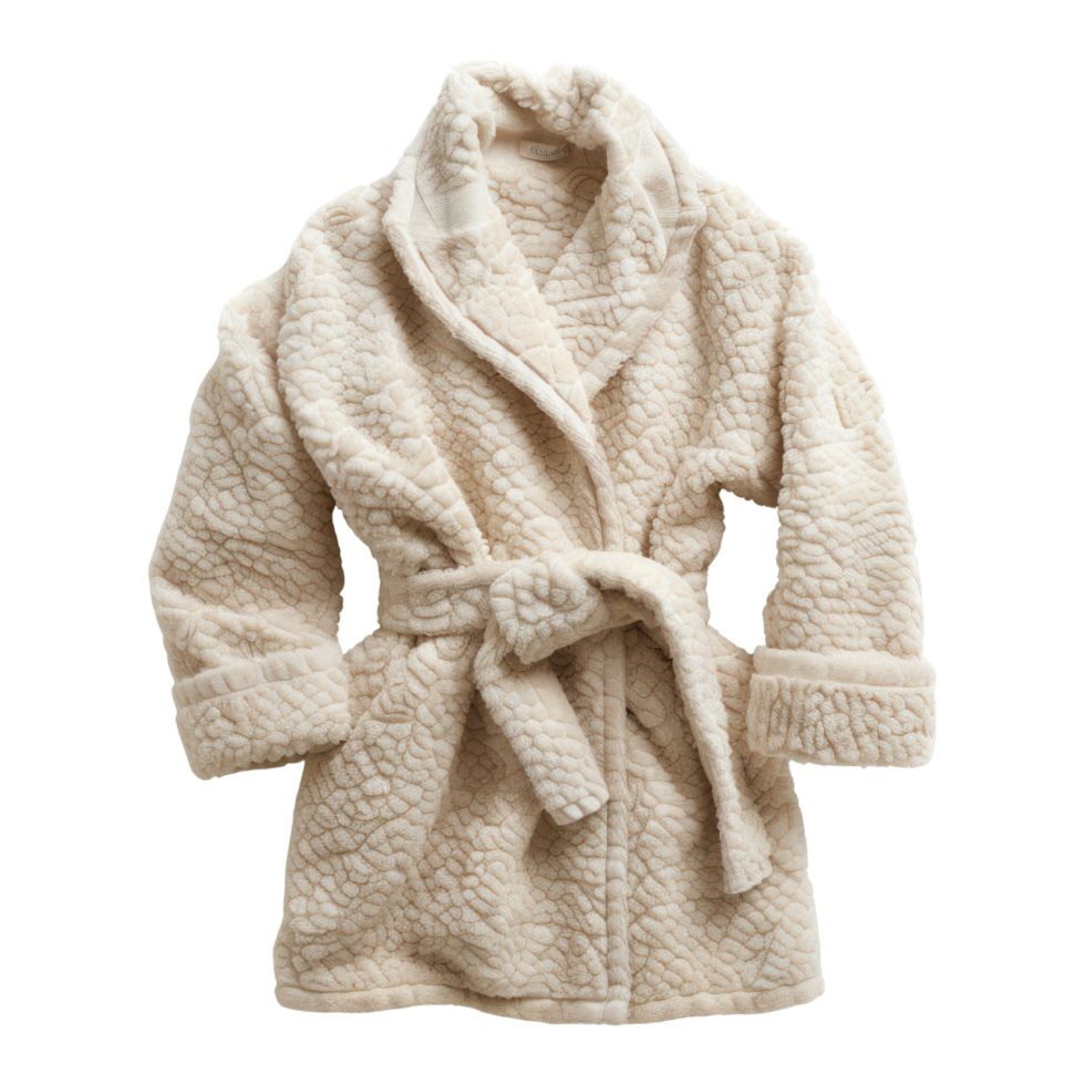 AI generated A fluffy white bathrobe isolated on transparent background. Hotel Quality Bathrobe cutout PNG