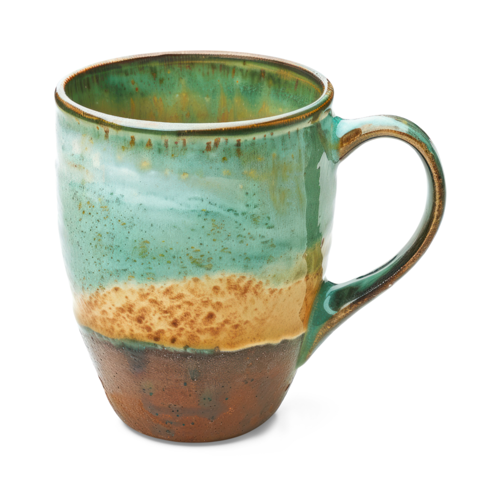 AI generated Ceramic Mug with Artistic Glaze isolated on Transparent Background. png