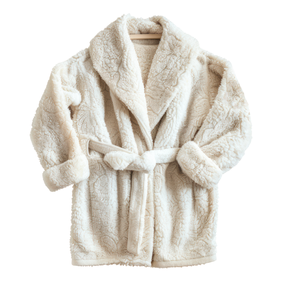 AI generated A fluffy white bathrobe isolated on transparent background. Hotel Quality Bathrobe cutout PNG