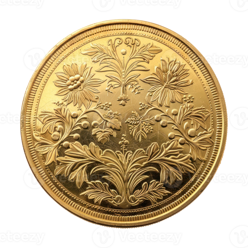 AI generated gold coin isolated on transparent background. png