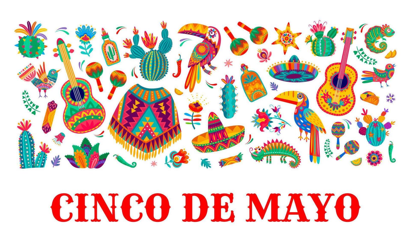 cinco Delaware mayonesa bandera con mexicano festivo artículos vector