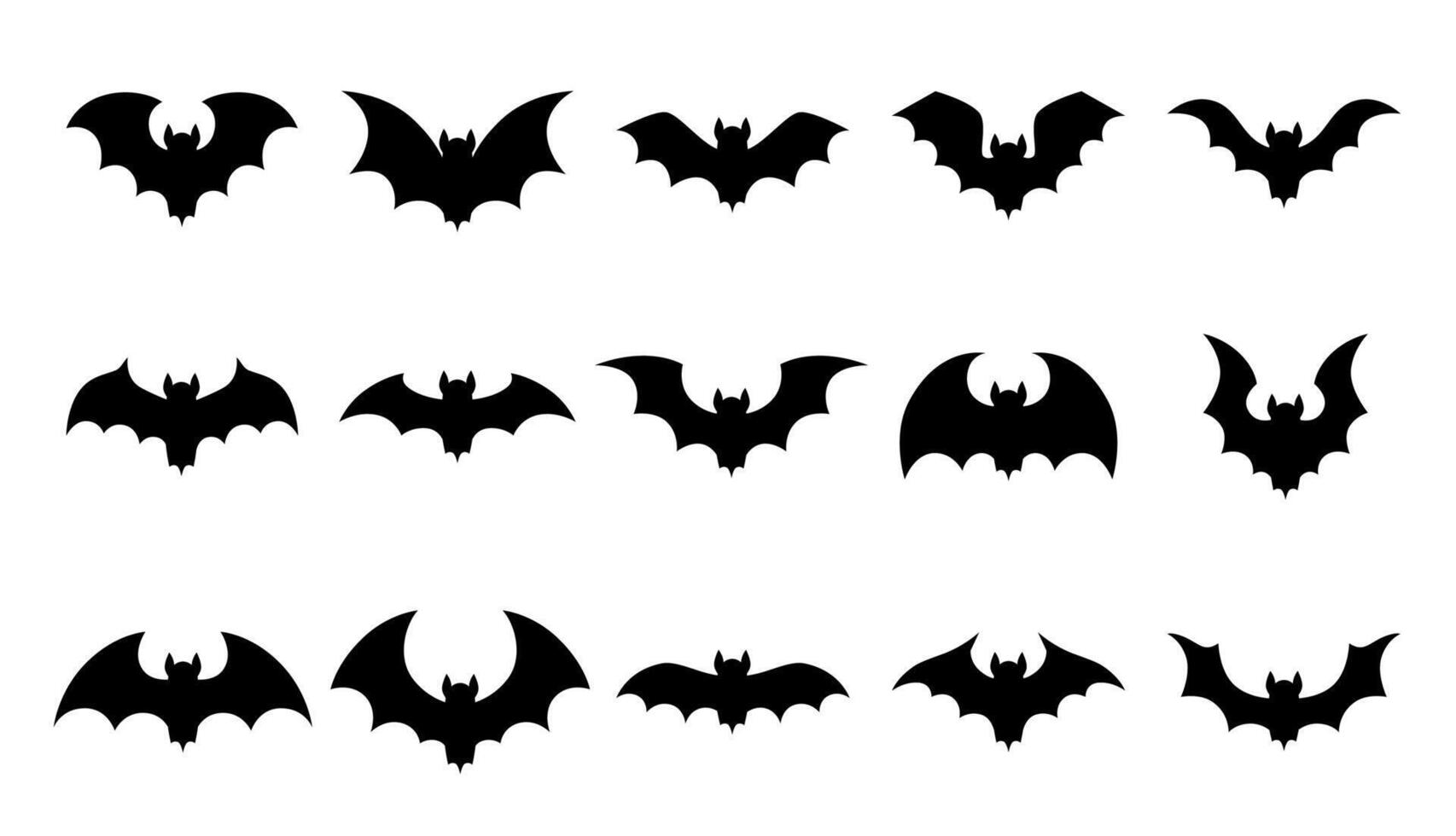 Halloween isolated black bat silhouettes, holiday vector