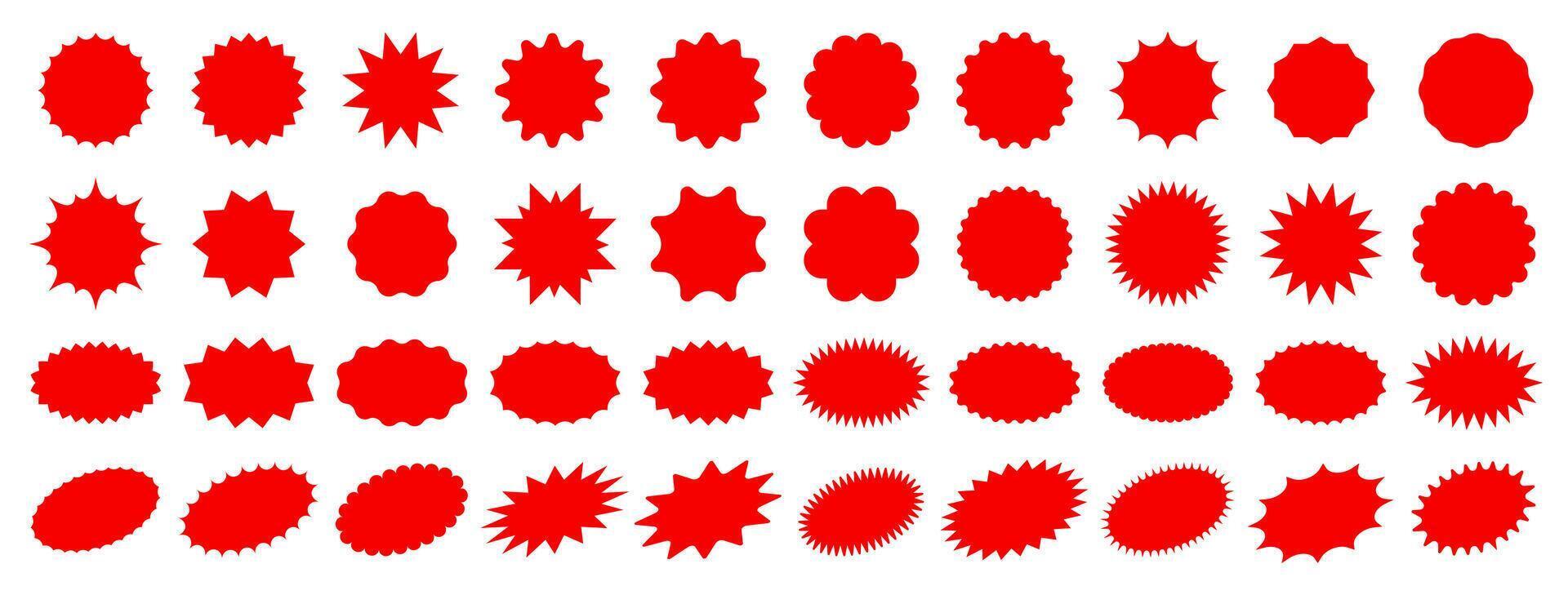 Red starburst sale price stickers and labels set vector