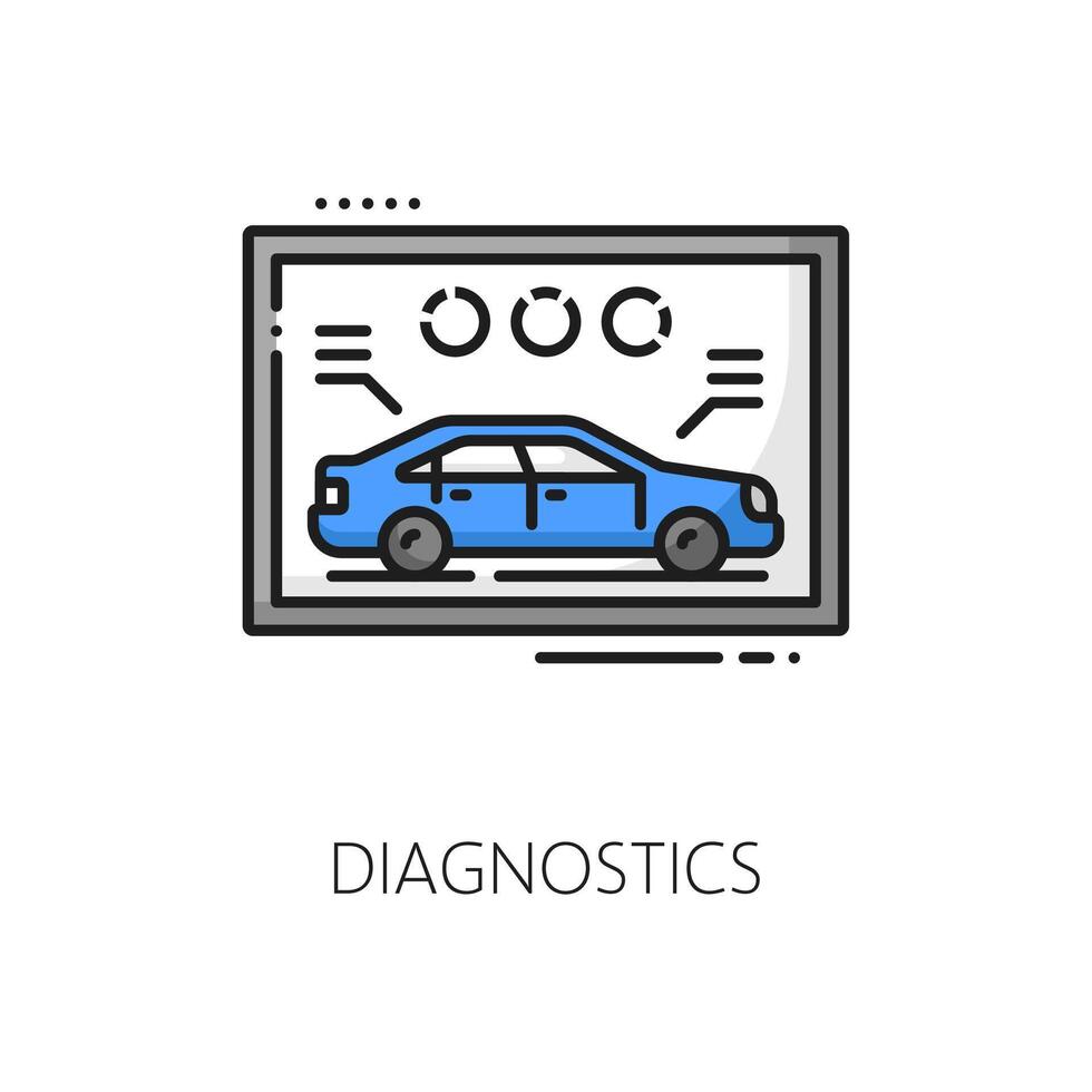 Car diagnostics line icon, dealership auto service vector