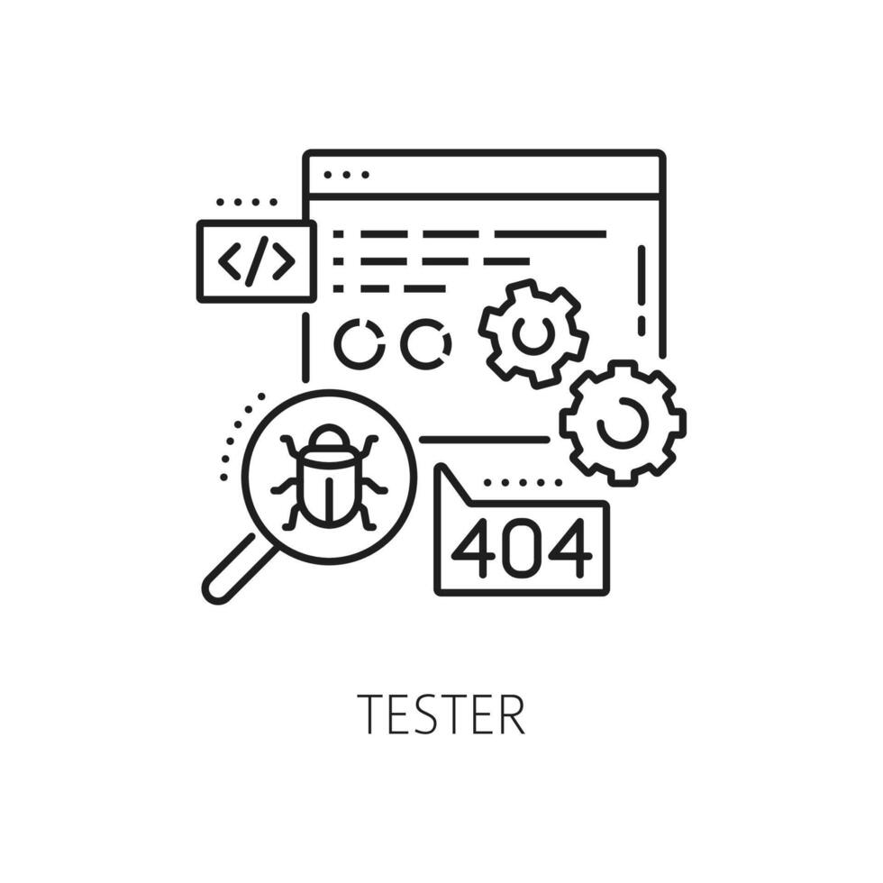 Tester, IT specialist of software testing analysis vector