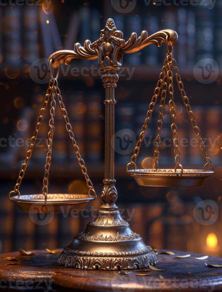 AI generated Symbol of law and justice law and order concept focus on the scales photo