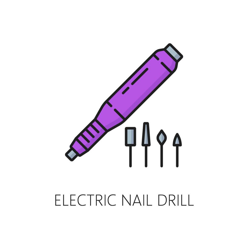 Nail manicure service electric drill line icon vector