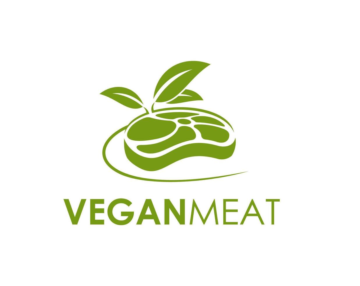 Vegan meat steak, plant vegetable beef vector icon