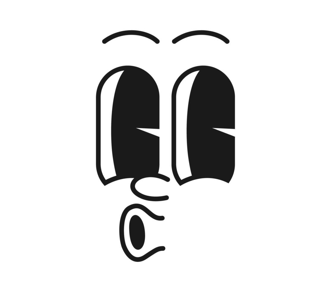 Cartoon comic groovy whistle face with funny eyes vector