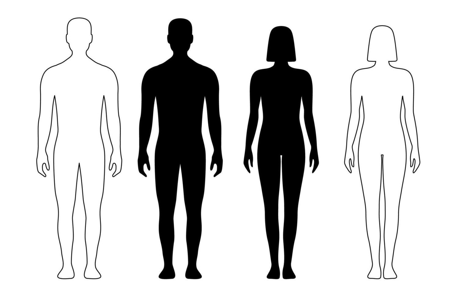 Man and woman human body silhouette outline figure vector