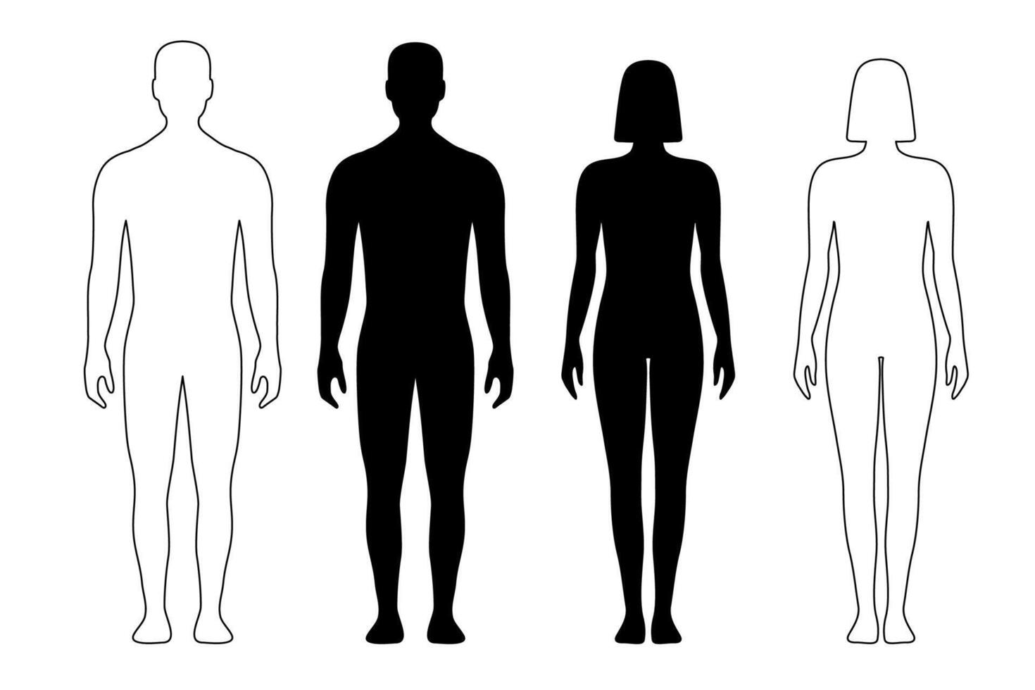 hombre y mujer humano cuerpo silueta contorno figura vector