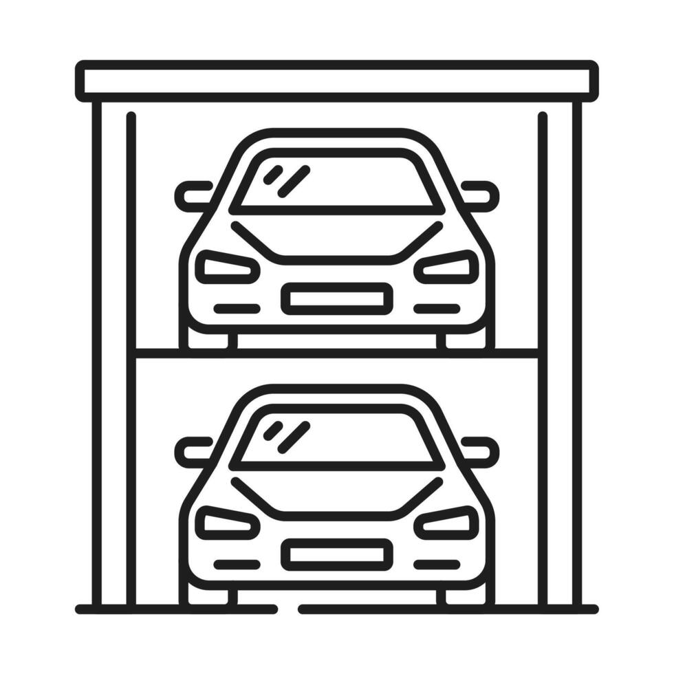coche garaje Servicio y estacionamiento contorno icono vector