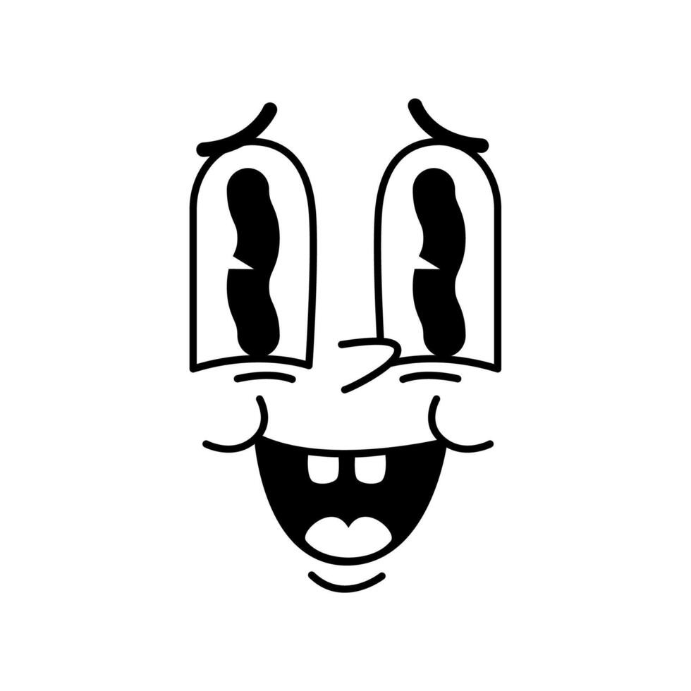 Cartoon funny comic groovy wow face retro emotion vector