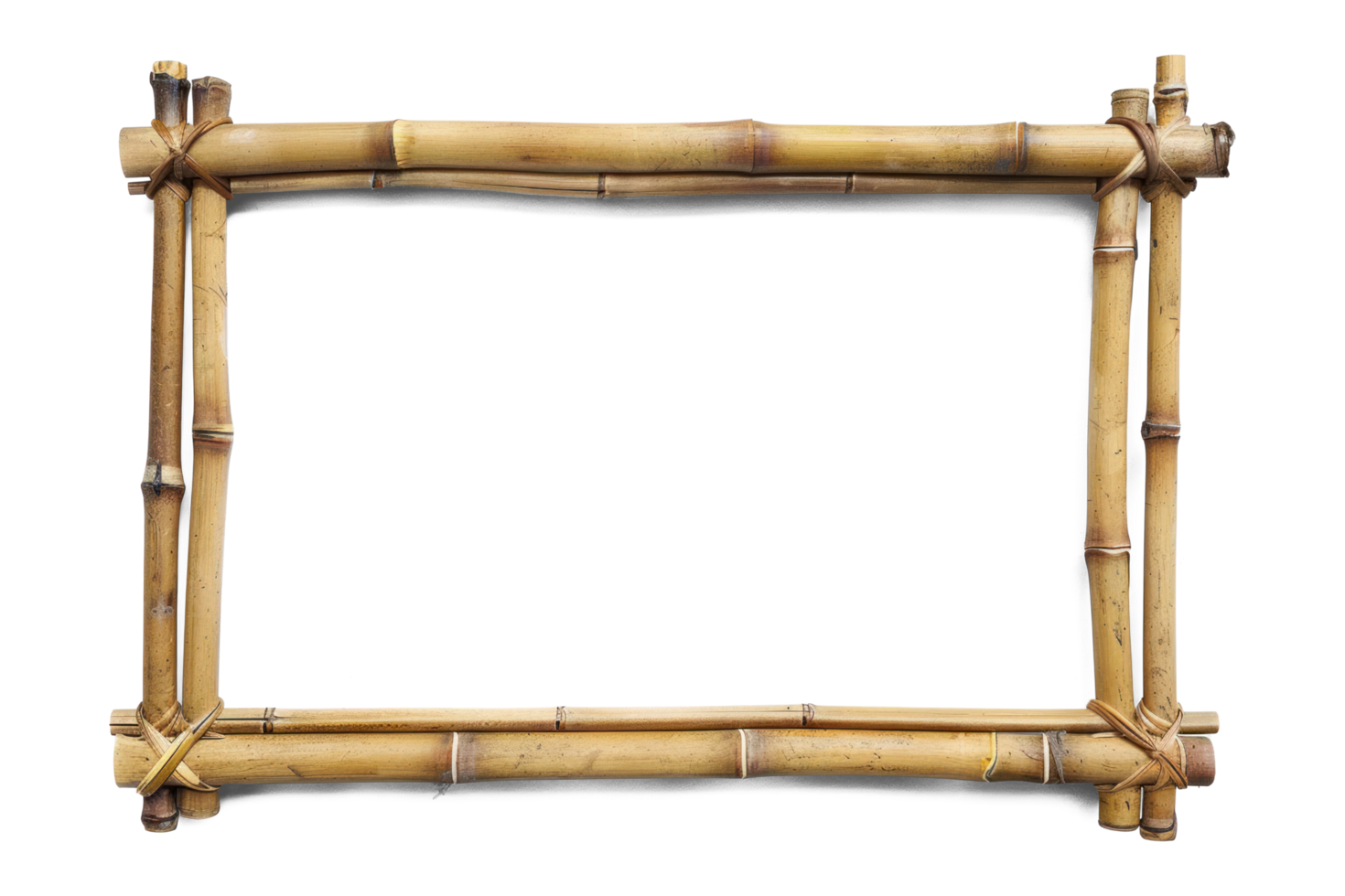 AI generated Natural Bamboo Frame Cutout Transparent Background.  Horizontal Bamboo Frame with copy space png