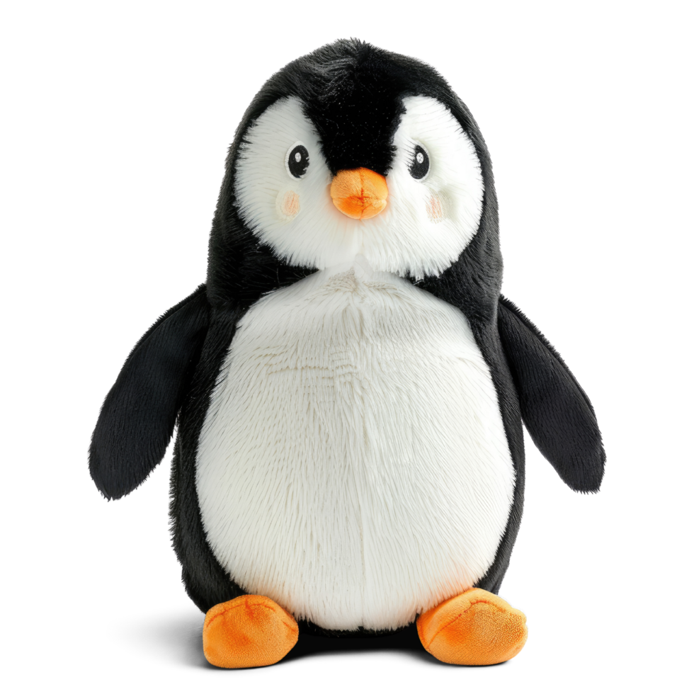 AI generated Fluffy Penguin Stuffed Animal Toy with Soft Fur isolated on transparent background AI png