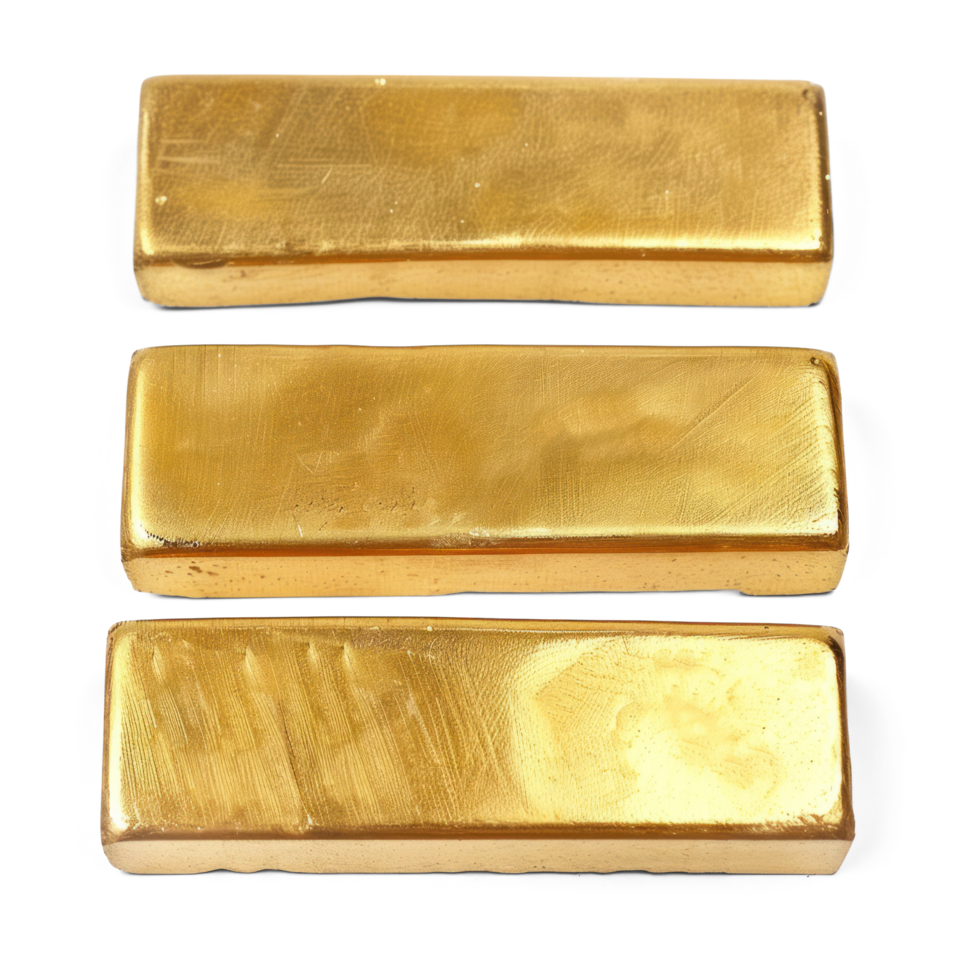 AI generated Golden bars isolated on transparent background. Stack of Gold Bars Cutout png