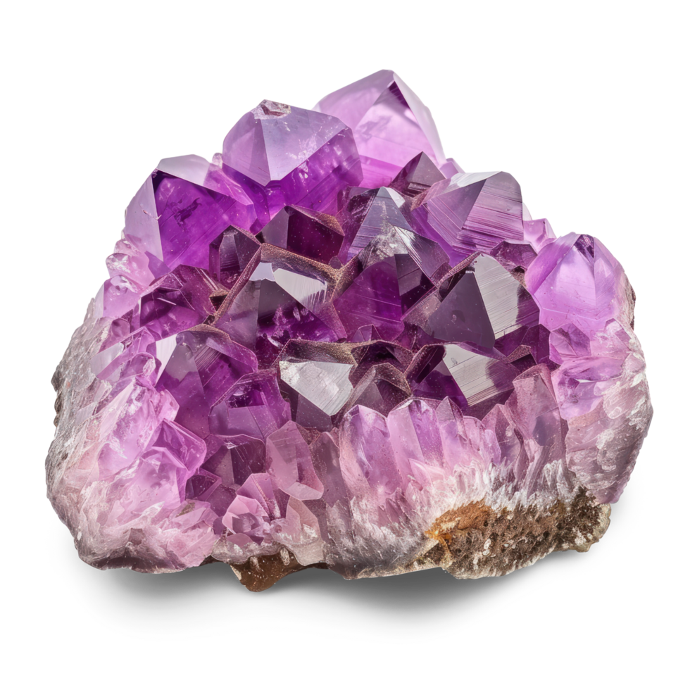 AI generated Amethyst Crystal Cluster with Vibrant Color and Shimmering Facets isolated on transparent background png