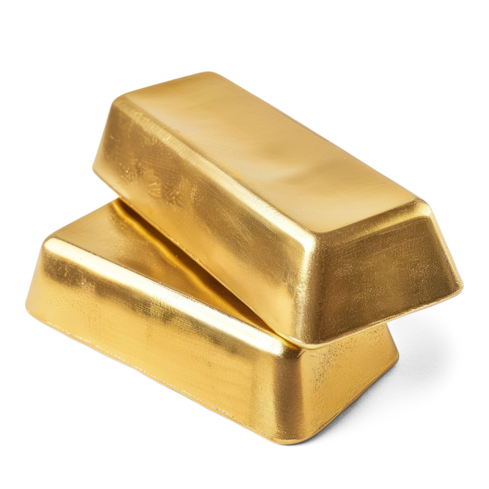 AI generated Golden bars isolated on transparent background. Stack of Gold Bars Cutout png