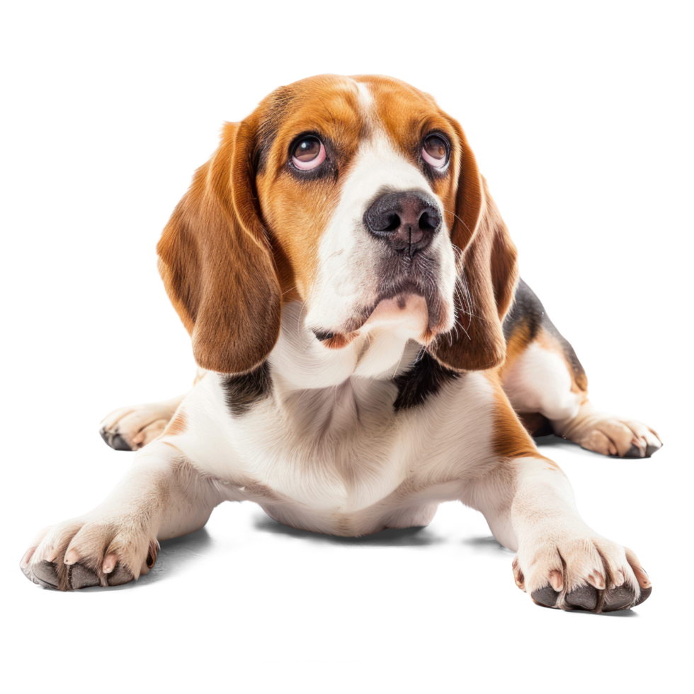 ai generado juguetón beagle perro en transparente antecedentes. curioso perro separar png