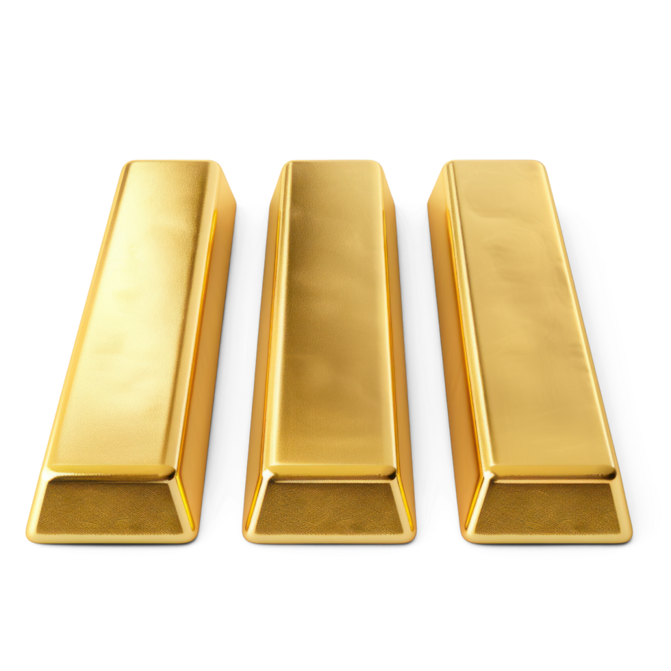 AI generated Golden bars isolated on transparent background. Stack of Gold Bars Cutout png