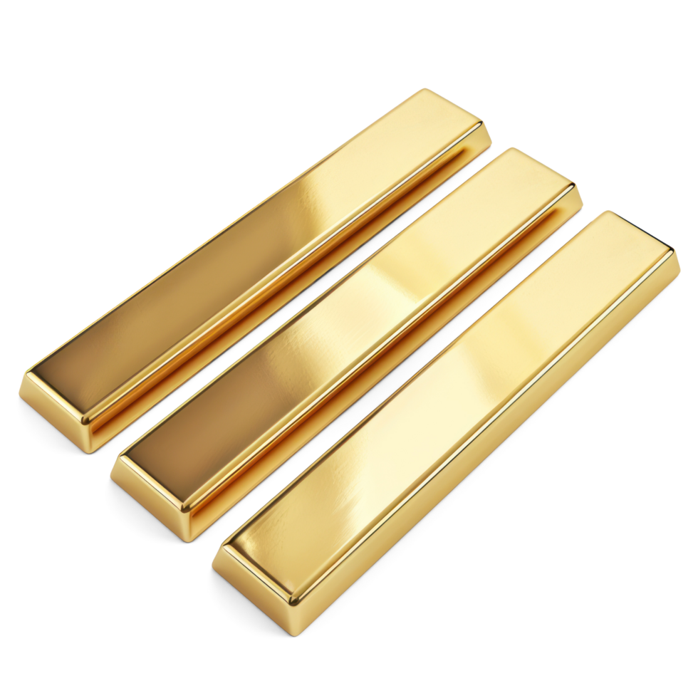 AI generated Golden bars isolated on transparent background. Stack of Gold Bars Cutout png