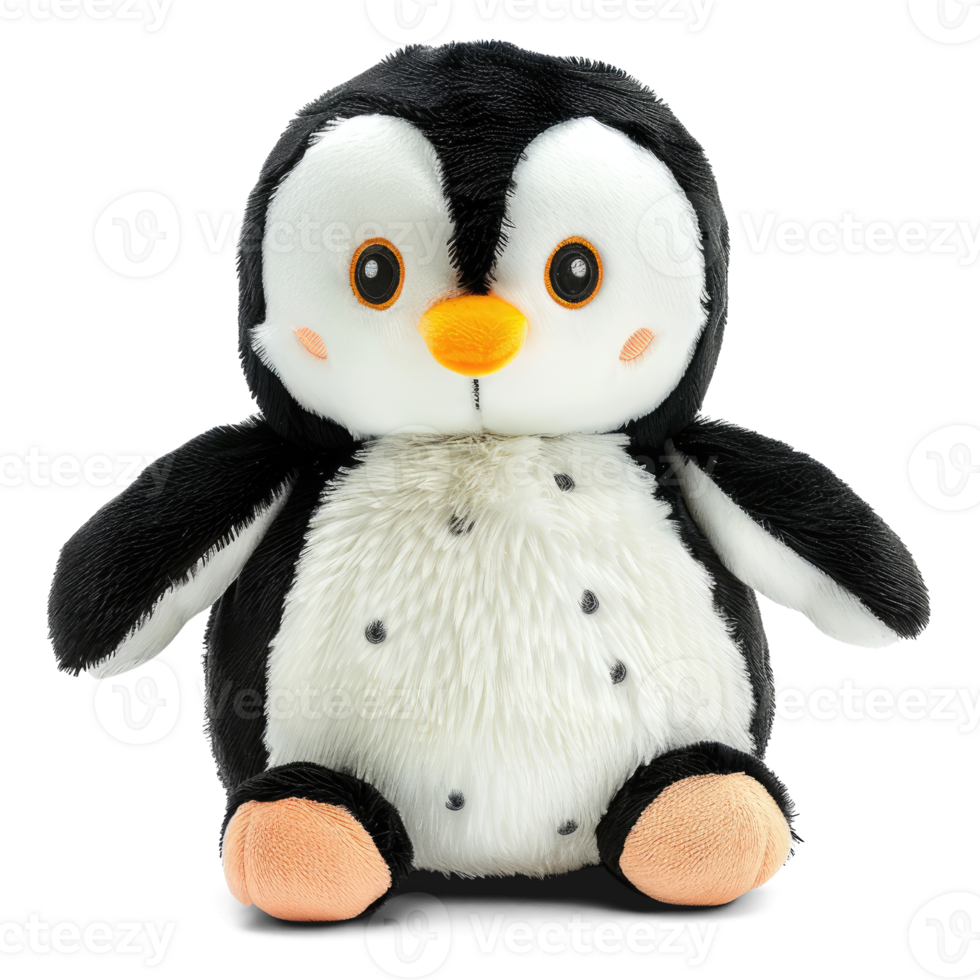 AI generated Fluffy Penguin Stuffed Animal Toy with Soft Fur isolated on transparent background AI png