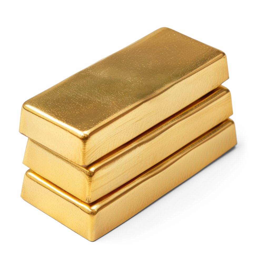 AI generated Golden bars isolated on transparent background. Stack of Gold Bars Cutout png