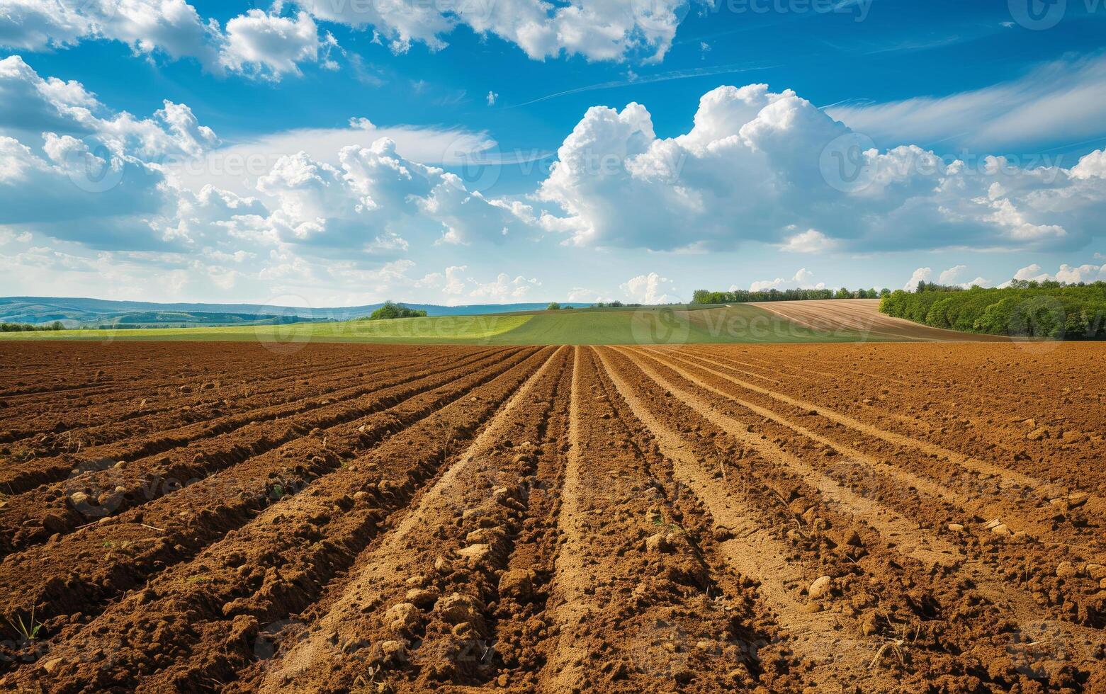 AI generated Potatoes are growing in the field photo