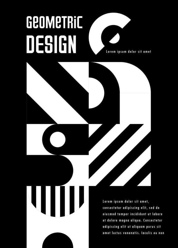 Monochrome abstract geometric shape pattern banner vector