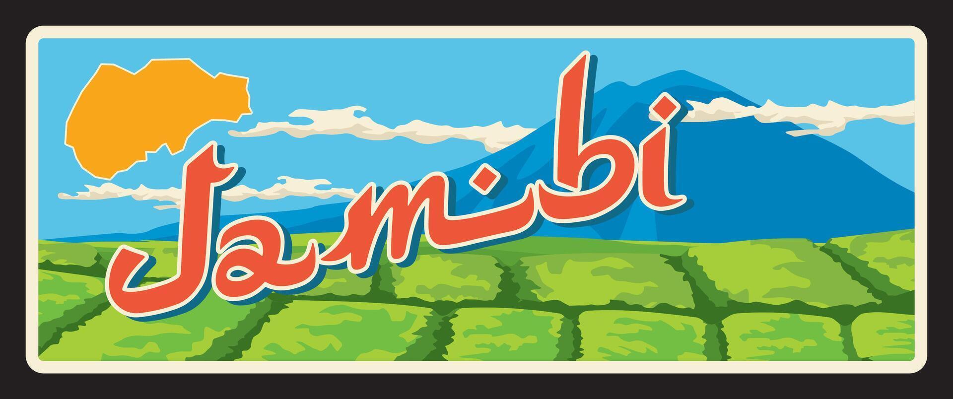 Jambi Indonesian retro travel plate vector